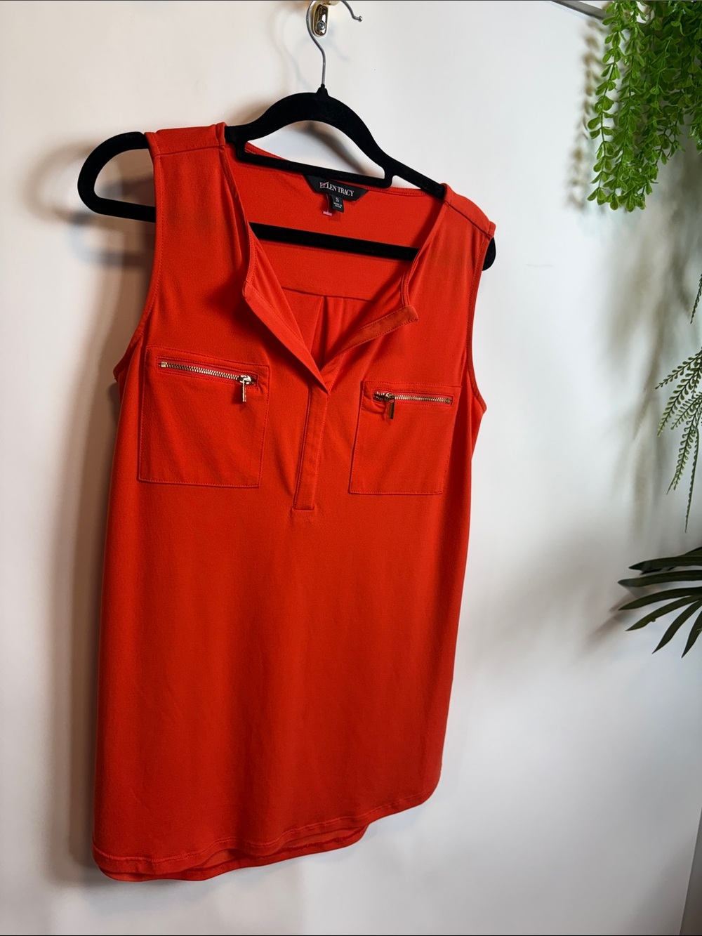 Ellen Tracy orange Zip-Pocket Sleeveless Tank